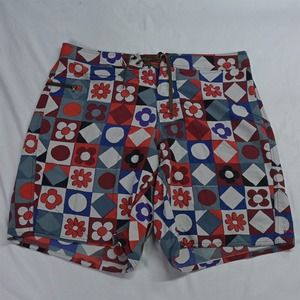 Patagonia‎ 38 x 10" Red Blue Floral Unlined Swim Surf Trunks Shorts